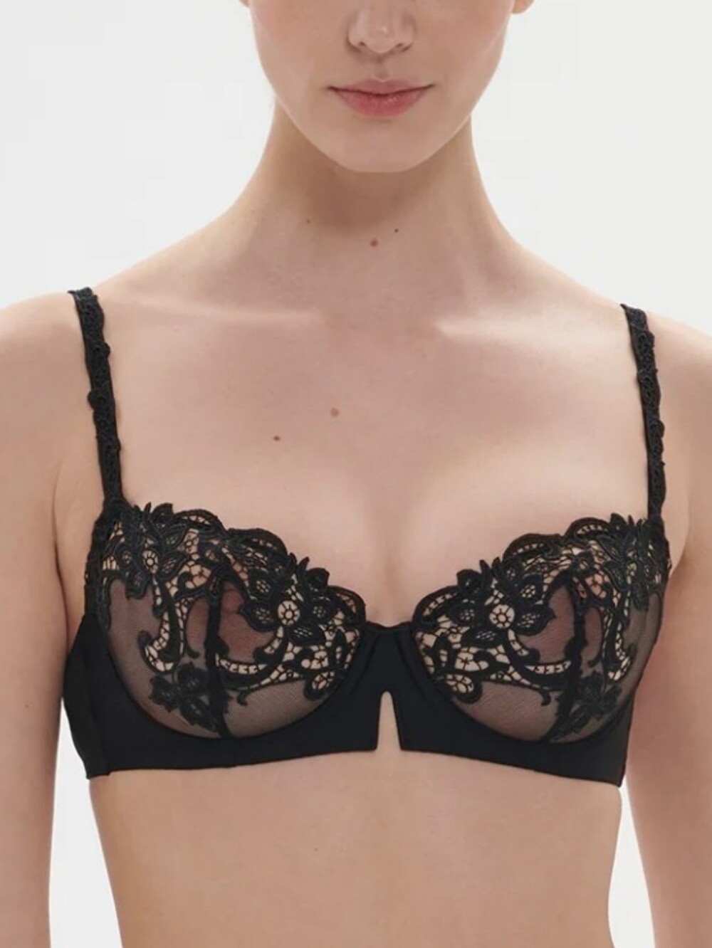 SIMONE PERELE SAGA SHEER DEMI BRA BLACK 32E